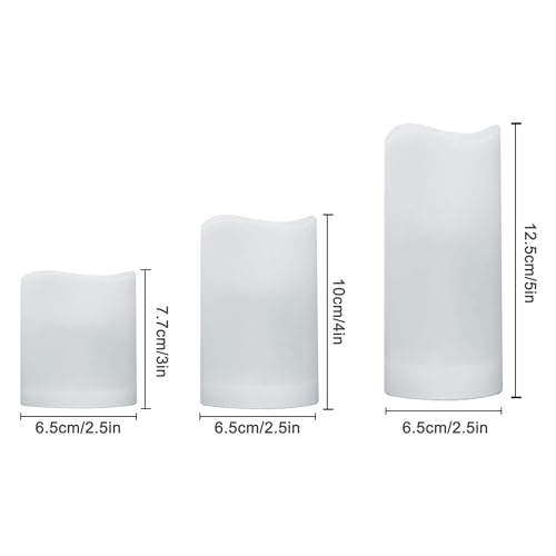 Image of Remote Control Rechargeable Flameless LED Pillar Candle Light, Outdoor /Indoor Flicker Plastic Candle, 3 Pack with Remote Control