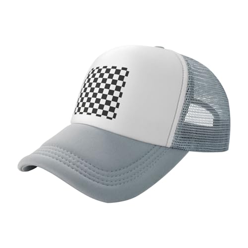 Checkered Flag Trucker Hat Snapback Mesh Baseball Cap Unisex