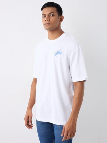 Image of Spykar Men's Oversized Round Neck Half Sleeve Solid Casual T-Shirt