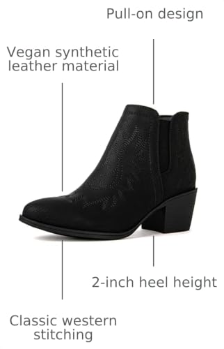 Image of GLOBALWIN Women's Cowgirl boots Western Short Ankle Pull On Comfortable Cowboy Boots For Women Low Heel