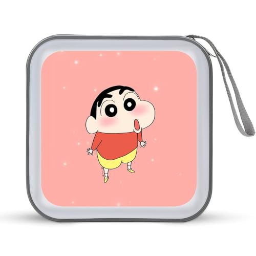 クレヨンしんちゃん CDケース プラケース DVD収納ケース CD収納ボックス ディスクケース 防水 メディアケース 大容量 40枚収納 小型 持ち運び便利 薄型 ファスナー付 旅行