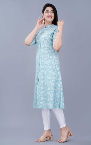 Image of Women Printed Collar Neck Half Sleeve Regular Fit Formal Kurti for Women's
