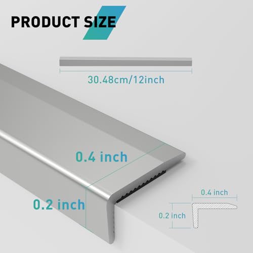 Image of 20-Pack Tile Edge Trim,12''x0.4'' | Peel and Stick Aluminum Backsplash Trim Edge,Metal Self Adhesive Decorative Tile Liner,Matte Silver