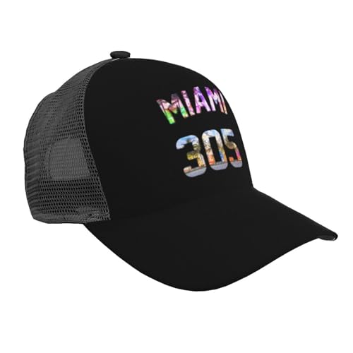 Miami 305 Mesh Baseball Cap - Classic Adjustable Peaked Cap, Trucker Hat for Men and Women