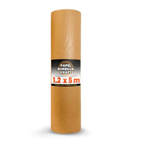 Rollo Papel Burbuja Kraft | 120cm x 5m | Protector de Embalaje con Acolchado de Aire | Ideal para Mudanzas, Almacenaje y Envíos | Papel Kraft con Burbuja para Embalaje Seguro