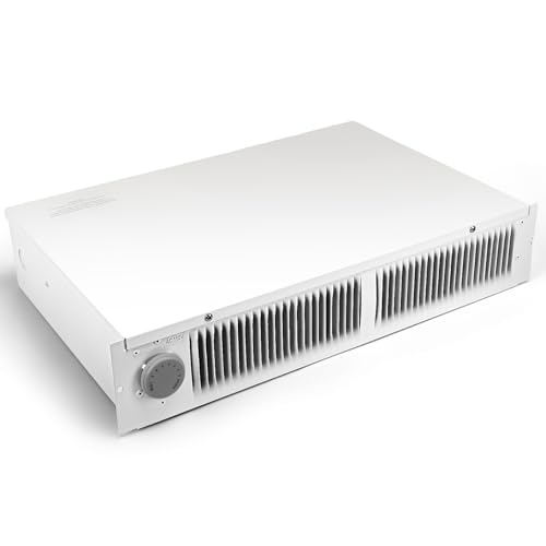 112 Electric Kickspace Toe Kick Heater with Thermostat 1500W 240V/750W 120V Fan-Forced Instant Heat 150 sq. ft. Compact Built-In Design for Kitchen Cabinet Laundry Room White