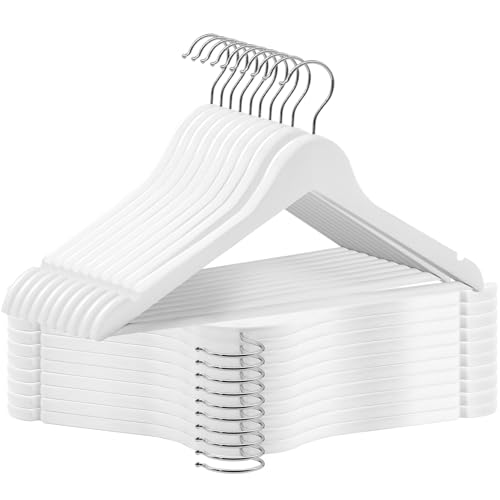 ABHENG 20 cintres en Bois pour Manteaux, Crochet Rotatif à 360°, Cintres pour Costumes avec encoches antidérapantes,Cintres à vêtements pour Vestes,...