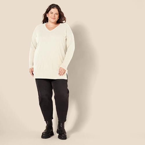 Image of Amazon Essentials Women's Lightweight V-Neck Tunic Sweater, Long Sleeve, Ribbed (Available in Plus Size)