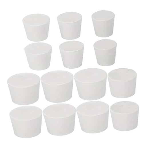 BUGUUYO 14 Piezas Tapón de tubo de ensayo tapones de sellado tapón de sello de laboratorio tapones de probeta tapones para matraces cónicos tapones tapones de goma blanca caucho