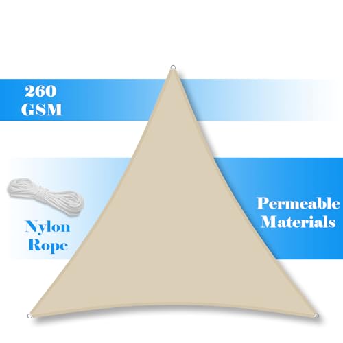 AwnPro Waterproof Sun Shade Sail 12' x 12' x 12' Triangle Canopy Cover Sunlight Blockage for Outdoor Patio Pergola Backyard Garden Beige