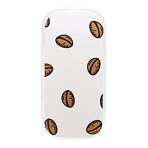 スマホグリップ 韓国 スマホスタンド 珈琲 コーヒー 豆 デザイン 総柄 かわいい おしゃれ 映え 簡易 収納 落下防止 お揃い レディース(ホワイト)