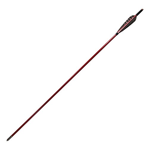 6Pcs Gorgeous Painted 33.5" Wooden Arrows Eagle Feather Fletching Traditional Target Arrows for Recurve Bow or Longbow Hunting Target Practice, Red Brown - Thumbnail 2