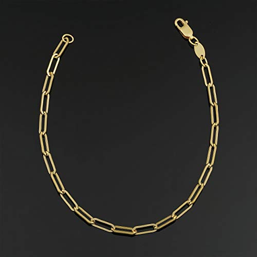 Solid 14k Yellow Gold Filled Paperclip Chain Bracelet for Women (3.1 mm, 7.5 inch)2