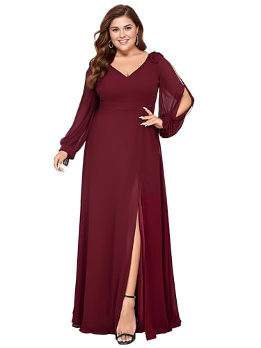 maroon long sleeve dress plus size Amazon.com: Ever-Pretty Womens Formal Elegant V Neck Chiffon Fall Winter Mother of Bride Dresses Evening Gown Burgundy US14 : Clothing, Shoes & Jewelry Prom Dress Red Satin COLORS:BABY BLUE Complete this striking burgundy Category: Dresses