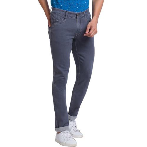 Image of Parx Men's Cotton Blend Jacquard Pattern Slim Tapered Fit Flat Front Jeans