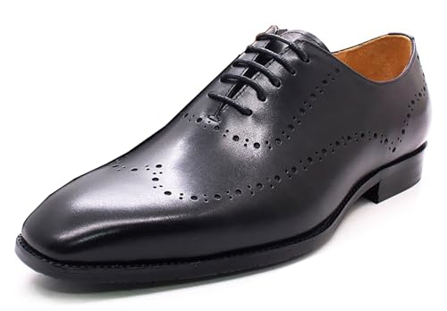 Santimon Mens Oxfords Casual Dress Formal Handmade Genuine Leather Brogues Derby Wedding Fashion Walking Shoes for Men