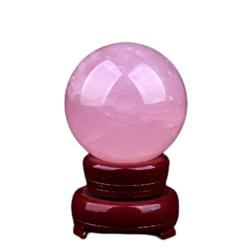 Cuarzo rosa en esfera de 3cm con soporte de madera para regalo de aniversario