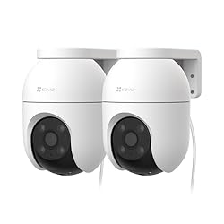 EZVIZ 2PCS Cámara Vigilancia WiFi Exterior 360°,10...: 【Cobertura Visual de 360° y Seguimiento Automático】La cámara de vigilancia EZVIZ C8c, con su rotación horizontal de 350° y vertical de 80°, cubre cada rincón de tu hogar sin puntos ciegos. Cuando detecta movimiento de personas, la cámara exterior gir...