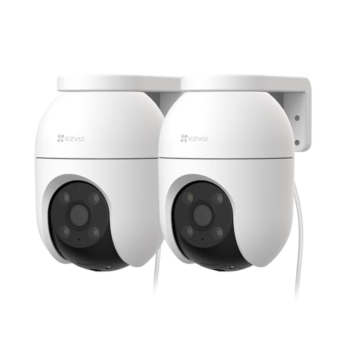 EZVIZ 2PCS Cámara Vigilancia WiFi Exterior 360°,1080P Cámara IP de Seguridad,Visión Nocturna en...