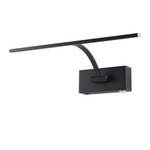 Alpinaluz Aplique LED Recargable 4W para Cuadros y Espejos – Luz Cálida 2700K Regulable con Botón Táctil, 34cm, Batería de Litio 6h, Acabado en Metal Negro Mate, Diseño Moderno y Elegante