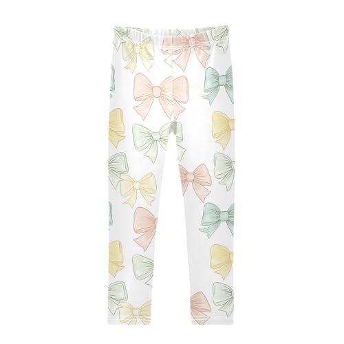 Wusikd Cute Bows Girls' Leggings Toddler Doodles Kids Yoga Pants Dance Active Tights 4T