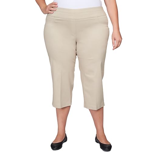 Ruby Rd. Womens Womens Plus-Size Mid-Rise Pull-on Straight Solar Millennium Tech Capri