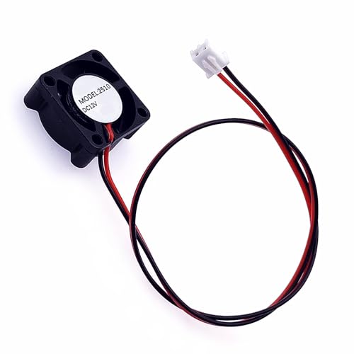 JZK 25x25x10 mm DC 12V mini ventola raffreddamento 25mm con connettore a 2 pin, 9000 rpm, 0,04A, 2510 piccola ventola DC brushless 2,5cm per scheda sviluppo, scheda grafica, ventola per stampante 3D