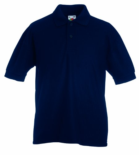 Image of Fruit of the Loom Kids’ Short Sleeved Polo Shirt - Blue - 14 Years