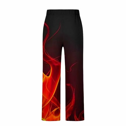 Man Hawaiian Flare Wide Leg Fire Print Loose Fit Pants Pajama Pjs for Man Beach Pjs 20254