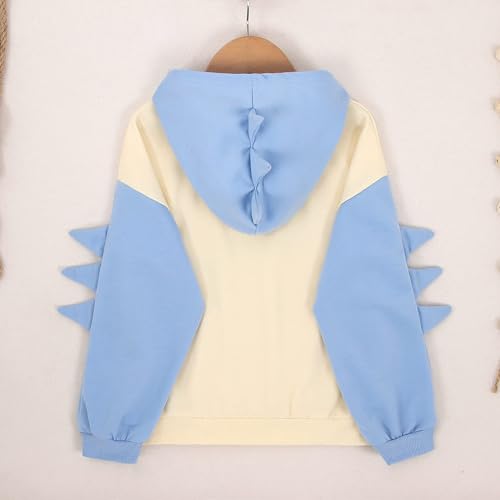 Boy's Fleece Sweatshirts Little Boys Girls Christmas Dinosaur Letter Hoodie Pullover (Light Blue, 12-13 Years)2