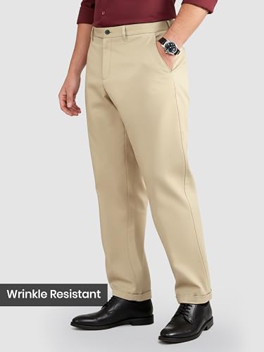 Image of Beyoung Men's Japanese Pants | Slouchy Fit 4 Pocket Classic Trousers for Men | Lightweight & Wrinkle-Resistant Formal Wear