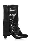 AZALEA WANG Shenzi-Black Fold Over Heeled Bootie - Black / 7.5 / Block