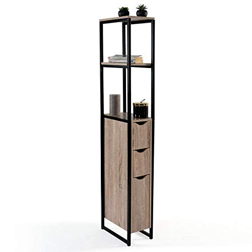 IDMarket - Meuble WC 3 Portes Design Industriel avec étagères