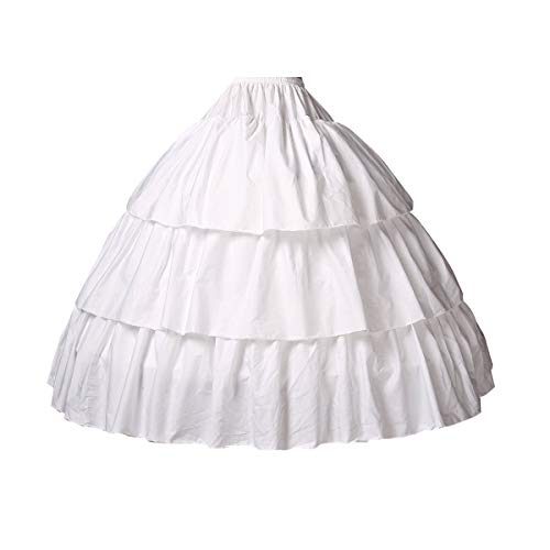 BEAUTELICATE Kids Petticoat Underskirt Girls Crinoline Pure Cotton Half Slip with 3 4 Hoops Fluffy Floor Length White for 1-16 Years Old Flower Grils Little Bridesmaids Princess Prom Dress