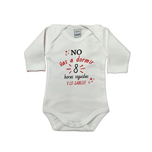 Body Manga Larga (1 Mes) Bebe No Vas a Dormir 8h y lo Sabes Regalo RECIÉN Nacidos PAPÁS PRIMERIZOS Body BEBÉ (1 Mes)