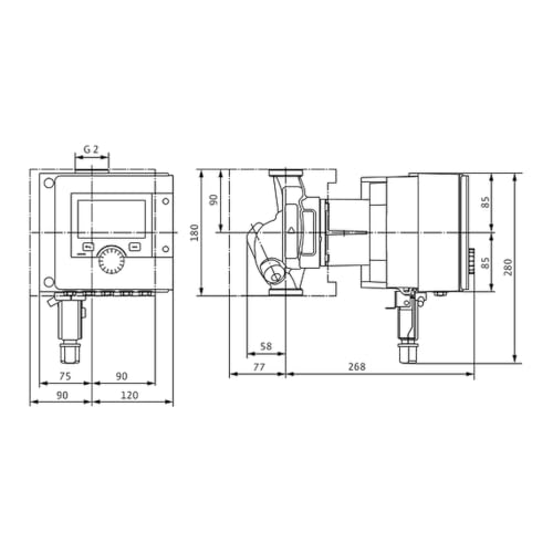 Heizkreislauf 2 Zoll Achsabstand 180 mm 340 W Wilo Stratos Maxo 30/0,5-14-5