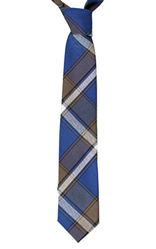 Cookie's Boys' Traditional 4-in-Hand Necktie - royal/taupe/white *plaid #73*,