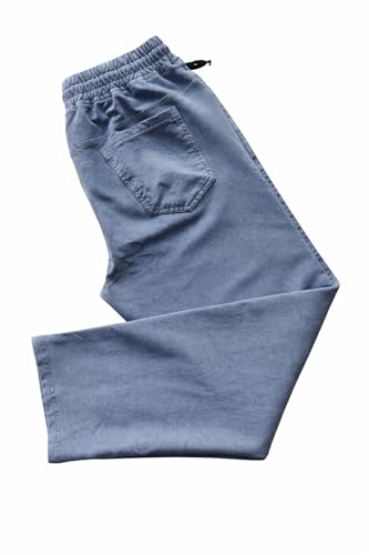 Image of Men's Denim Lower (Track Pants - Soft Fabric with Elastic Waist, Cotton Twill, Casual Wear, Regular Fit, Full Length for Gym, Exercise, Yoga)