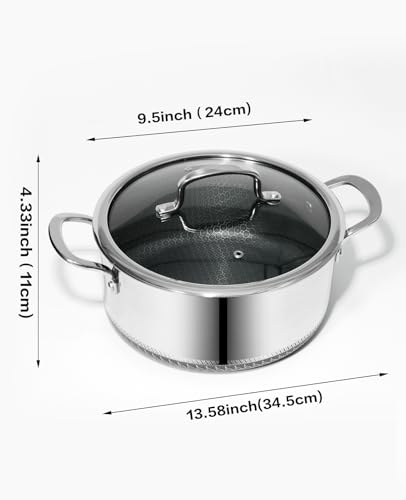Image of USELUCK Nonstick 5-QT Saucepan with Glass Lid,Stainless Steel Pot