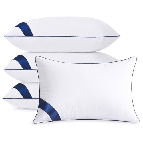 Meoflaw Pillows Standard Size Set of 4,Soft Microfiber Standard Pillows with Hollow Fiber,Hotel Quailty Bed Pillows for Sleeping 4 Pack for Back,Stoamch Sleeper
