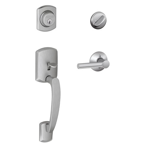SCHLAGE Greenwich Single Cylinder Handleset and Broadway Lever, Satin Chrome (F60 GRW 626 BRW) SCHLAGE Greenwich Single Cylinder Handleset and Broadway Lever, Satin Chrome (F60 GRW 626 BRW)