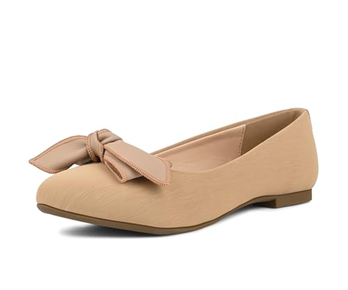 Image of LOUIS STITCH Women's Elegant Bow Ballerina Flats | Premium Closed-Toe Flat Sandals| Comfort Ballerina for Office & Everyday Style| LS-LDCF-012