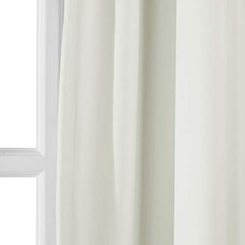 96 Inch Long Velvet Curtain Panel in Beige for Room Darkening - 50Wx96L - Single Panel