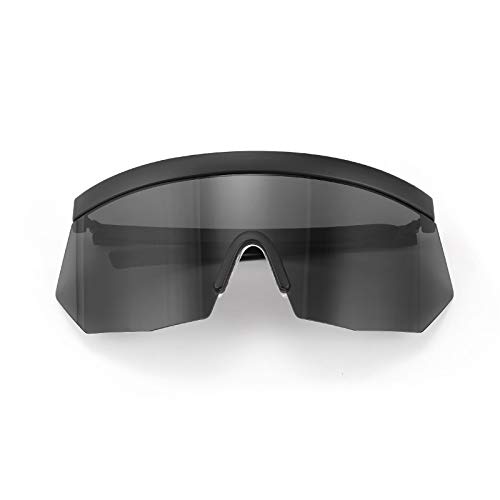 FEISEDY Oversized Flat Top Shield Glasses Mirrored Lens Semi Rimless Style Sun Visors Sunglasses B27273