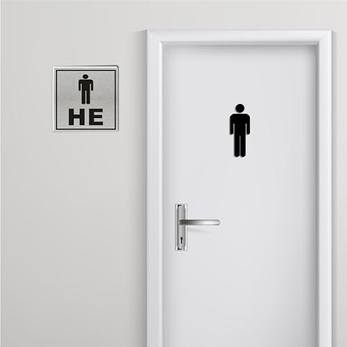 Image of SHE /HE Sunboard Material Sign Sticker for Door Entrance 2pcs (6inchX6inch) AS23