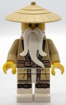 Lego Ninjago: Minifigure Sensei Wu con Bastone da battaglia con abiti abbronzati e coda di cavallo intrecciata - Lego - Immagine 1