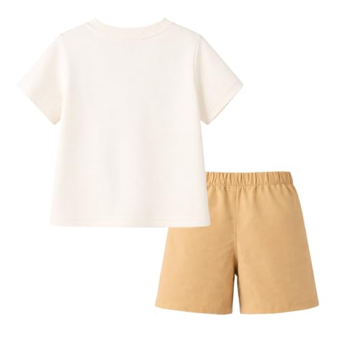 Image of HILEELANG Toddler Boy Summer Outfit Set 2 Piece Short Sleeve T Shirt and Short Soft Breathable Cotton Clothing Sets 2-7T