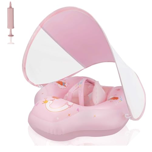 WYRIAZA Bouee Bebe avec Pare Soleil, Adaptée aux Bébés de 3 à 36 Mois (1 à 3 Ans), Bouée bébé Enfant Dotée d'une Protection Anti-UV UPF 50+, Flotteur...