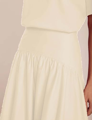 Bozanly Summer Two Piece Outfits Skirts Set for Women Crewneck Short Sleeve Tee and Midi Skirt Sets Dresses3