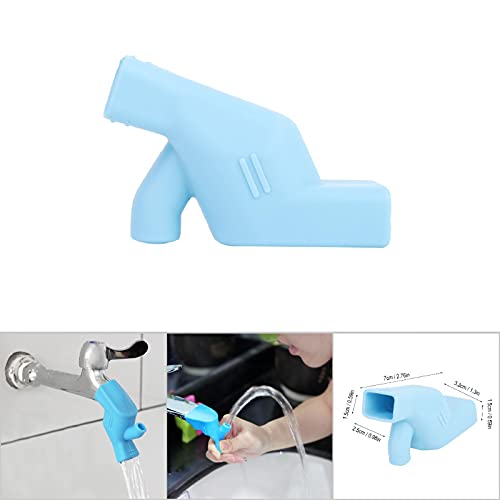 Image of Silicone Faucet Extender, Blue Sink for Toddler Bath Faucets Cover Faucet Water Tap Extender Spout Hand Washing Mini Sink for Kids Children